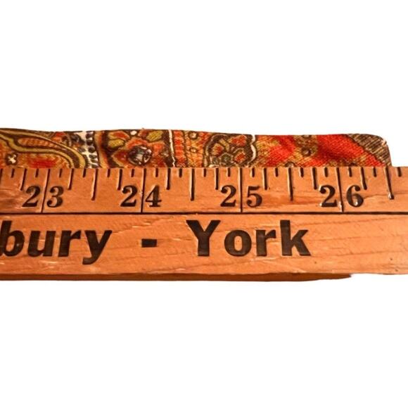 Vintage 60s 70s Paisley Floral Diagonal Stripe Wide Neck Tie Red Cream Orange - Picture 4 of 6